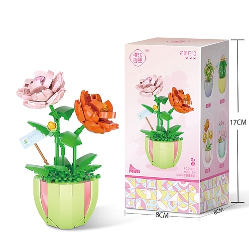 Weihnachtsgeschenke für Frauen Mama Sie Kompatibel mit Puzzle Zusammenbau Spielzeugen Kleine Partikel Bauklötze Blumen Fleisch Topfpflanzen Blumenstrauß Dekorationen Geschenke für Mädchen Image