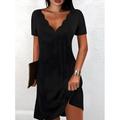 Damen Mini Kleid Lässig Kleid Petite Kleid Sommerkleid Shift Kleid Mode Stylisch Basic Urlaub Täglich Date Regulär Fit Floral Kurzarm Herzform Schwarz und Weiß Schwarz Weiß Rot