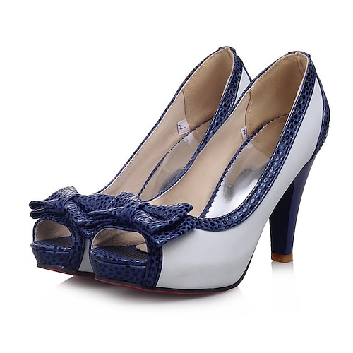 Damen-Peep-Toe-High-Heels mit Schleifendetail – Retro-Pumps mit Polka Dot-Stilettos für Büro, Partys und elegante Anlässe Image