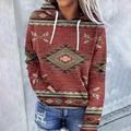 Hoodies für Frauen Pullover Grafik,Damen Langarm Hoodie Aztekischer geometrischer Druck Kordelzug Farbblock Kapuzen Sweatshirt Pullover Tops mit Taschen