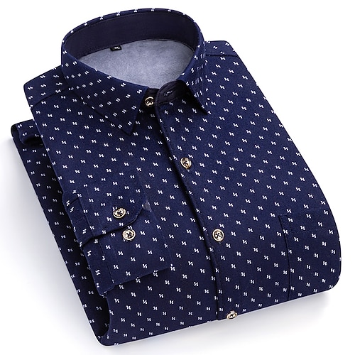 Herren Shacket Kariert / Gestreift / Zickzack / Rund Urlaub Neujahr Dunkelrot Dunkelmarine Königliches Blau Blau Langarm Klassischer Kragen Herbst Winter Bekleidung Druck Image