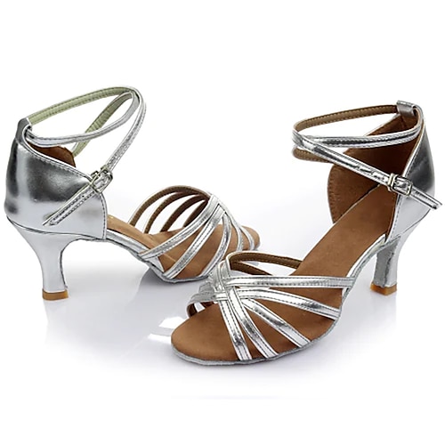 Schwarze Latein-Tanzschuhe für Damen mit Riemchendesign und Kitten Heels - bequeme Ballsaal-Sandalen für Salsa und Tango Image