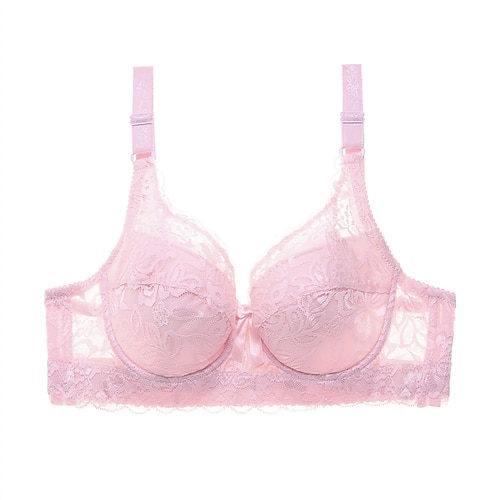 Damen Spitzen-BHs gepolsterte BHs Bügel-BHs abnehmbare Träger 3/4-Cup V-Ausschnitt atmungsaktiv Push-Up Spitze reine Farbe Hakenamp;Auge Datum Valentinstag lässig täglich sexy 1 Stück Home Outfits Image