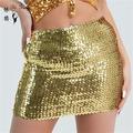 Damen Rock Bodycon Glitzernder Rock Mini Röcke Pailletten Einfarbig Leistung Party Sommer Polyester Modisch Sexy Schwarz Silber Golden Rote