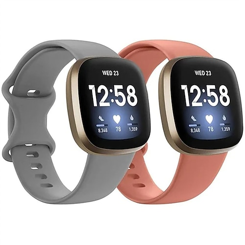 2er Pack Smartwatch-Band Kompatibel mit Fitbit Versa 3 Sense Weiches Silikon Smartwatch Gurt Verstellbar Solo-Loop Frauen Männer Sportarmband Ersatz Armband Image