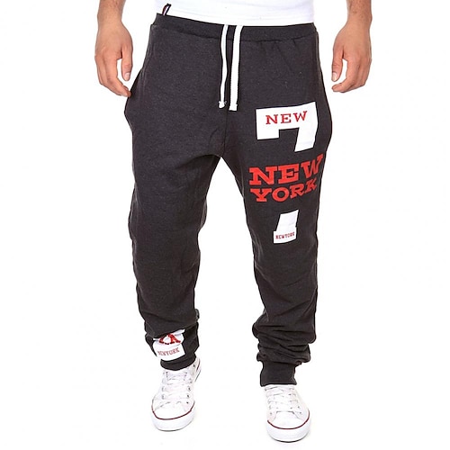 Herren Aktiv Jogginghose Trainingshose Jogginghose Jogger Hose Hosen Kordelzug Elastische Taille Buchstabe In voller Länge Strasse Sport Freizeitskleidung Aktiv Sport Lockere Passform Schwarz / Rot Image