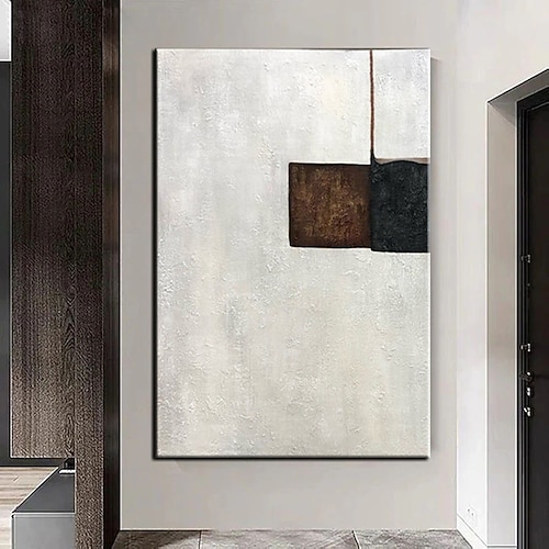 handgemachtes handgemaltes Ölgemälde, modernes großes minimalistisches beige Diptychon-Gemälde auf Leinwand, abstrakte Gemälde in Beige- und Brauntönen, Originaldekor, kein Rahmen, ungedehnt Image