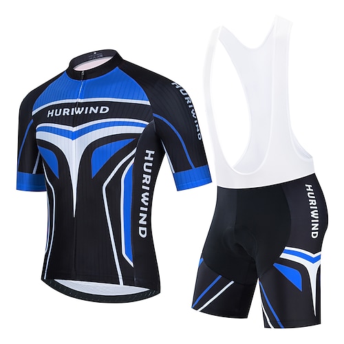21Grams Herren Radtrikot mit Radhose kurz Trägern fahrradbekleidung set Radtrikot mit Radhose fahrradbekleidung set Kurzarm MTB Mountain Rennrad Schwarz Grün Himmelblau Graphic Fahhrad Sportkleidung