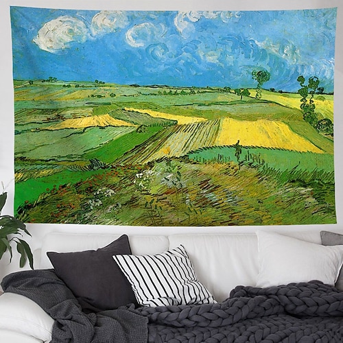 Van Gogh Gemälde große Wandteppich Kunstdekor Decke Vorhang hängend Zuhause Schlafzimmer Wohnzimmer Dekoration Polyester Image