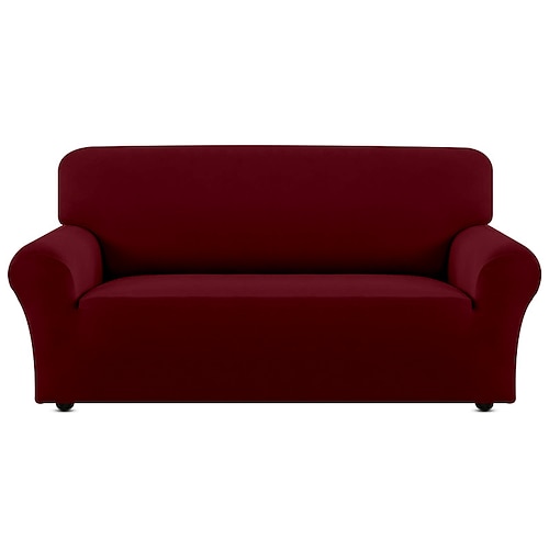 Stretch-Sofabezug, Schonbezug, burgunderfarben, elastisch, Sofagarnitur, Sessel, Loveseat, 4- oder 3-Sitzer, L-förmiges Sofa, Möbelschutz, Anti-Rutsch-Bezug, weich, waschbar Image