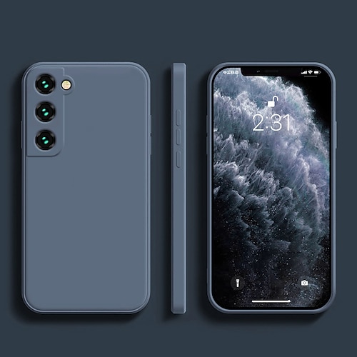 Handy Hülle Handyhüllen Für Samsung Galaxy S26 Ultra Plus S25 S24 S23 S22 S21 FE S21 Ultra Plus S20 A13 A12 Flüssige Silikonhülle Schlank Kratzfest Weiche Kanten Einfarbig Silikagel Image
