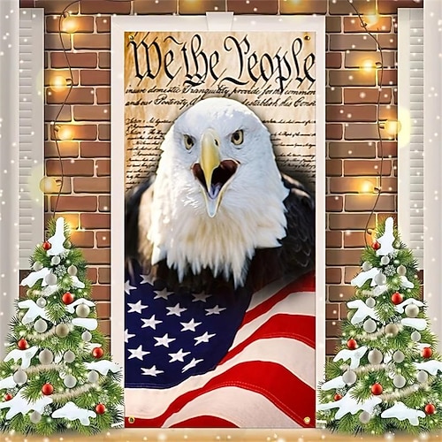 4. Juli Amerikanischer Adler Türabdeckungen Unabhängigkeitstag Türteppich Türvorhang Dekoration Hintergrund Türbanner für die Eingangstür Bauernhaus Feiertagsdekoration Image
