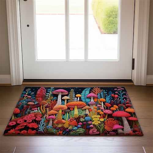 Fantasy-Pilz-Fußmatte, Fußmatten, waschbare Teppiche, Küchenmatte, Steppkunst, rutschfester, ölbeständiger Teppich, Innen- und Außenmatte, Schlafzimmerdekoration, Badezimmermatte, Eingangsteppich Image