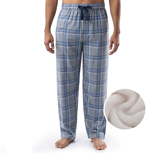 Herren Hausanzug Pyjamahose Karierte hose Lounge Hose Gitter / Plaid Warm Weich Heim Bett Spa Flanell Warm Tasche Elastische Taille Winter Schwarz Blau Image