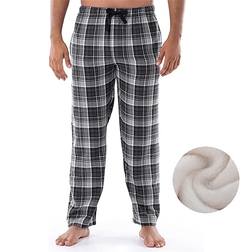 Herren Hausanzug Pyjamahose Karierte hose Lounge Hose Gitter / Plaid Warm Weich Heim Bett Spa Flanell Warm Tasche Elastische Taille Winter Schwarz Blau Image