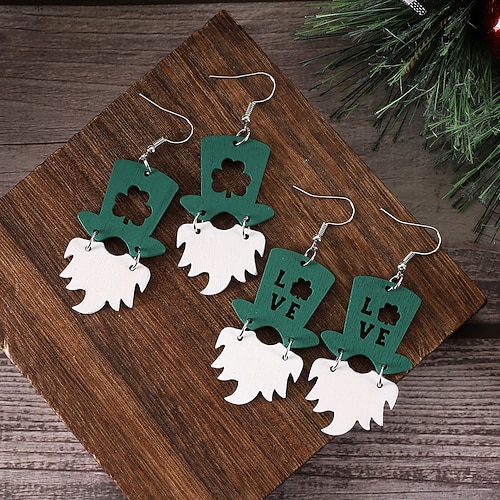 st. Patrick's Day Kleeblatt, irische Maskerade-Ohrringe, 2 Stück, Erwachsene, Damen, Cosplay, Party, Maskerade, Karneval, Maskerade, St. Patrick's Day, einfache Halloween-Kostüme Image