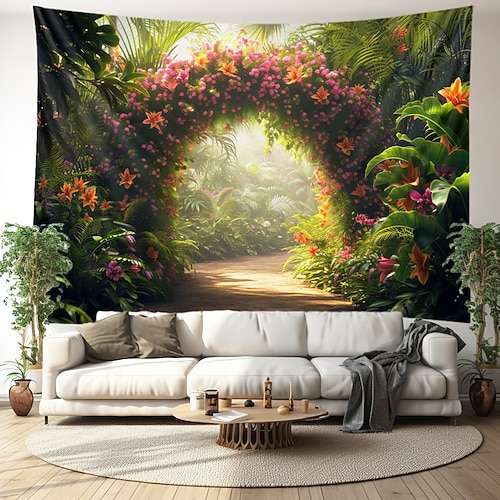 Abendessen in Blumen hängender Wandteppich, Wandkunst, großer Wandteppich, Wanddekoration, Fotografie, Hintergrund, Decke, Vorhang, Zuhause, Schlafzimmer, Wohnzimmer, Dekoration Wandtuch XXL Natur Image