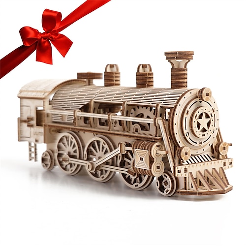 3D-Holzpuzzles trainieren Lokomotive diy Getriebeantrieb mechanisches Modell Denksportspiele atemberaubende Geschenke für Erwachsene und Jugendliche Image