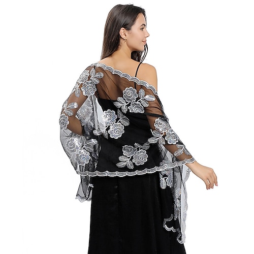 Schals Wickeltücher für Frauen Wraps für Hochzeitsgäste Elegant damas Ärmellos Polyester Hochzeit Schals Mit Paillette Für Hochzeit Sommer Image