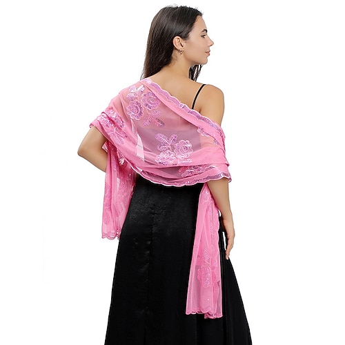Schals Wickeltücher für Frauen Wraps für Hochzeitsgäste Elegant damas Ärmellos Polyester Hochzeit Schals Mit Paillette Für Hochzeit Sommer Image