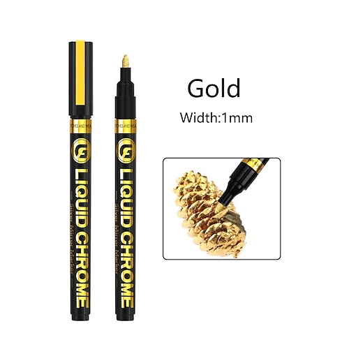 1 Stück Silber/Gole/Kupfer/Bronze, roter Chrom-Marker, spiegelreflektierender Lackstift, 4 Stile verfügbar, perfekt für die Osterdekoration, perfekt für die Osterdekoration Image