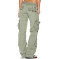 Cargo-Khaki-Hose für Damen, Hose in voller Länge, hoher Schnitt, mikroelastisch, hohe Taille, Mode, Streetwear, Freizeitkleidung, Alltagskleidung, Schwarz, Weinrot, XS, S, Herbstamp; Winter