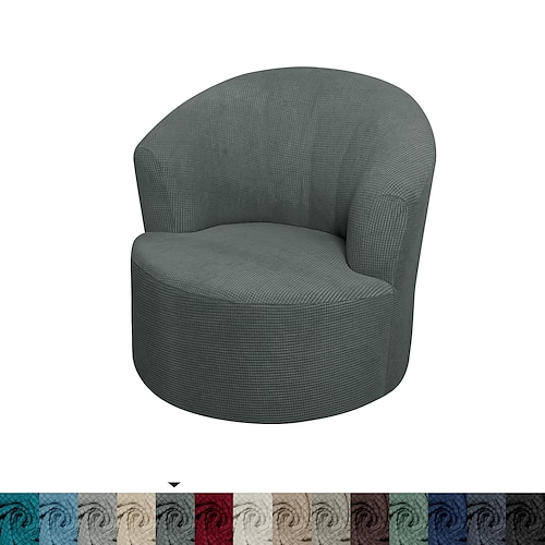 Stretch-Drehstuhlbezug, burgunderfarbener Clubsessel, lässiger Stuhlbezug, Akzent, moderner Stil, runder Sesselbezug, Möbelschutz, verdickter Spandex-Jacquard-Schonbezug, waschbar Image