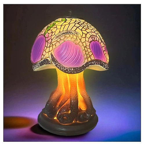 6 Zoll Pilz Tischlampe Geschenklichter Bohemian Harz dekorative Nachttischlampe für Schlafzimmer Wohnzimmer Home-Office-Dekor Geschenk Image