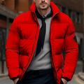 Herren Wintermantel Winterjacke puffer jacket Zip Tasche Polyester Tasche Outdoor Verabredung Casual Standard Modisch Brautkleider schlicht warm Windundurchlässig Winter Glatt Schwarz Weiß Rote Grün