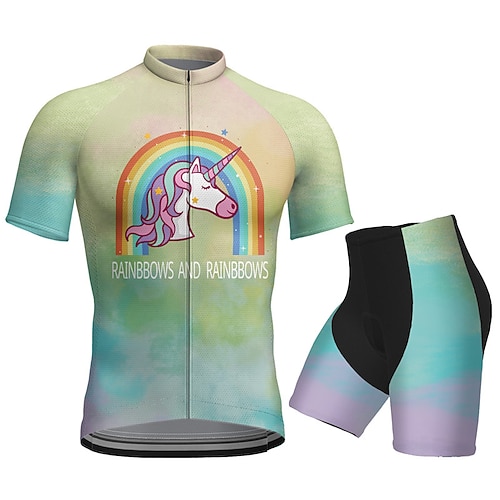 21Grams Herren Radtrikot mit Radhose fahrradbekleidung set Kurzarm MTB Mountain Rennrad Dunkellila Blau Purpur Graphic Tier Regenbogen Fahhrad Feuchtigkeitsabsorbierend Rasche Trocknung Elasthan Image
