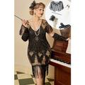 Retro Vintage Goldene Zwanziger 1920er Flapper Kleid Kleid Outfits Übergröße Der große Gatsby Hochzeitsgast Pailletten Quastenfransen Kostüm Damen Weihnachten Halloween Karneval Halloween Party