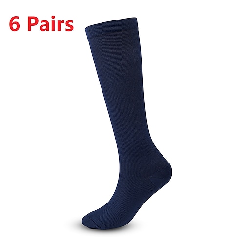 6 Paar athletische Kompression Sportsocken lang Herren Damen Socken atmungsaktiv angenehm rutschfest schnell trocknend Fitnessstudio Workout Basketball Laufen Aktiv Training Joggen Sport Nylon schwarz weiß grau Image