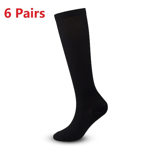 6 Paar athletische Kompression Sportsocken lang Herren Damen Socken atmungsaktiv angenehm rutschfest schnell trocknend Fitnessstudio Workout Basketball Laufen Aktiv Training Joggen Sport Nylon schwarz weiß grau Image