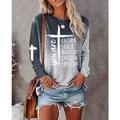 Damen T Shirt Farbverläufe Text Täglich Wochenende Bedruckt Orange Langarm Basic Rundhalsausschnitt you are KNOWN LOVED WORTHY CHOSEN ENOUGH Frühling Herbst Herbst Winter