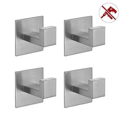4 Stück Kleiderhaken Wandmontage Kleiderhaken Badezimmer Handtuchhaken 304 Edelstahl für Badezimmer Küche Image