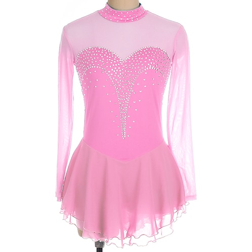 Eiskunstlaufkleid Damen Mädchen Eislaufen Kleider Schwarz Purpur Gelb Rückenfrei Elasthan Hochelastisch Ausbildung Wettbewerb Eiskunstlaufkleidung Handgemacht Kristalle Langarm Eislaufen Eiskundstlauf Image