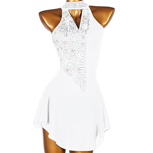 Eiskunstlaufkleid Damen Mädchen Eislaufen Kleider Yan-pink Dunkellila Violett Rückenfrei Gitter Elasthan Hochelastisch Wettbewerb Eiskunstlaufkleidung Handgemacht Kristalle Ärmellos Eiskundstlauf Image