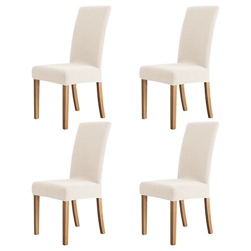 4 Stück wasserabweisende Stuhlhussen für Esszimmerstühle in Burgunderrot, Stuhlhussen mit hoher Rückenlehne, Jacquard-Spandex-Stuhlschutzbezüge, Sitzbezug mit Gummiband für Esszimmer, Image