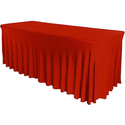 Spandex-Tischdecke, weiße Outdoor-Tischdecke, 1,8 m, 1,2 m, 2,4 m, dehnbare schwarze Frühlingstischdecke, rechteckig für Terrasse, Picknick, Hochzeit, Essen, Ostern, Küche Image