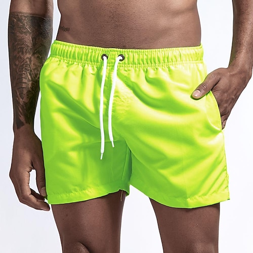 Herren-Badeshorts Badehose mit Mesh-Innenfutter Boardshorts schnell trocknende Unterteile atmungsaktiv dehnbar Kordelzug mit Taschen - Schwimmen Surfen Strand Wassersport einfarbig Frühling Sommer Image
