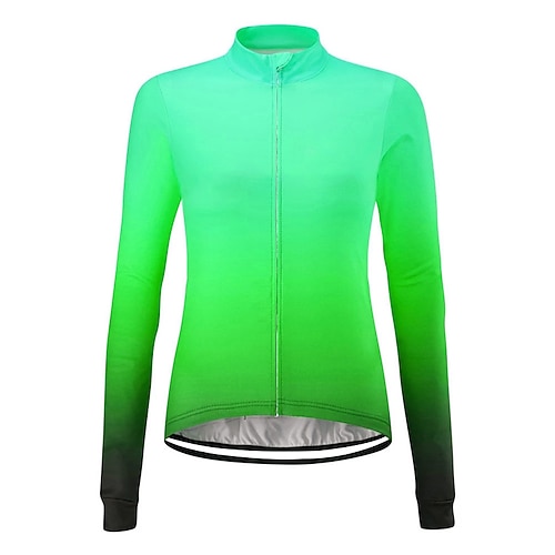 Damen Radtrikot Einfarbig Farbverlauf Gemustert Langarm Fahhrad Trikot Oberteil mit 3 Gesäßtaschen Mountainbike MTB Straßenradsport UV-beständig Schnelltrocknend Rückentasche Schweißableitend Sport Image
