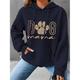 Damen Übergroße Hoodie Sweatshirt Kapuze Zur Seite fahren Strukturiert Leopard Hund Buchstabe Casual Sport Bedruckt Kordelzug Vordertasche Schwarz Weiß Marineblau Sportbekleidung Lustig Mit Kapuze