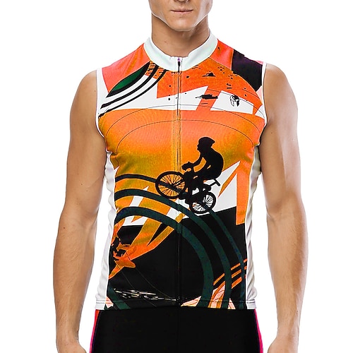 Herren Radtrikot Gemustert Graffiti Lustig Ärmellos Fahhrad Trikot Oberteil mit 3 Gesäßtaschen UV-beständig Reflektierende Streifen Kompression Rückentasche Sport Blau Gelb Rot Bekleidung Image
