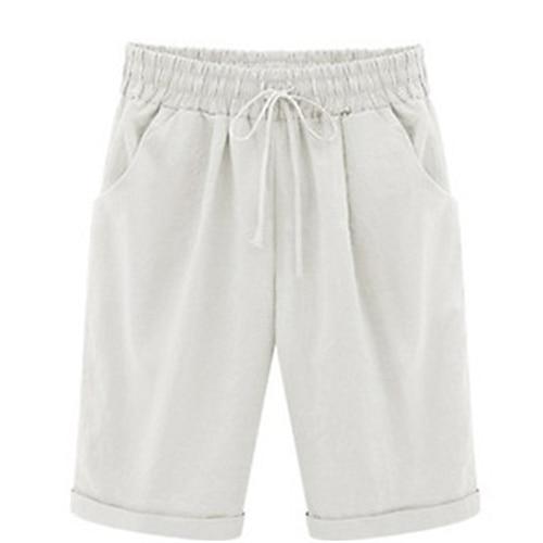 Damen Casual Shorts Senfgelb Knielang Elastischer Kordelzugbund Baumwollmischung Uni Sommer Sportbekleidung Strandmode Lounge Bequeme Passform