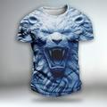 Graphic Tier Löwe Modisch Täglich Designer Herren 3D-Druck Party Casual Festtage T-Shirt Blau Grün Grau Kurzarm Rundhalsausschnitt Hemd Frühling Sommer Bekleidung Normal S M L XL XXL XXXL