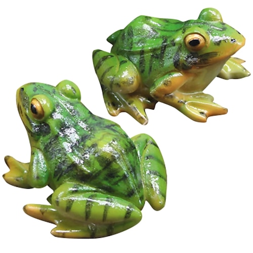 2 Stück niedliche Harz Frosch Garten Statue Bonsai Blumentopf Dekoration Requisiten für Schreibtisch Outdoor Garten Skulptur Dekor Ornament Image