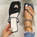 Damen Sandalen Flip Flops Flache Sandalen Hausschuhe im Freien Strand Gehen Sommer Flacher Absatz Elegant Brautkleider schlicht Minimalismus Kunstleder Halbschuhe Silber Rotgold goldene Farbe