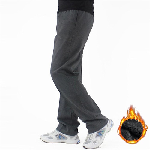 Herren Jogginghose Gerade geschnittene Sweatpants Sporthose Elastischer Bund Gerader Schnitt Einfarbig Warm Täglich Sport Streetwear Schwarz Marineblau Mikroelastisch Image