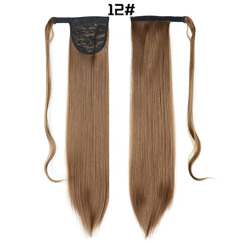 clip in / on ponytails klassisch / damen / leicht anzuziehen kunsthaar haarteil haarverlängerung glatt 24 inch party / abends / alltag / urlaub Image