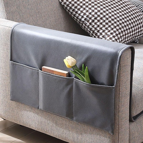 Sofa-Armlehnen-Aufbewahrungs-Organizer, Armlehnenabdeckung, Couch-Liege-Fernbedienungshalter mit Taschen, Sessel-Caddy für iPad, Telefon, Zeitschriften, TV-Fernbedienung Image